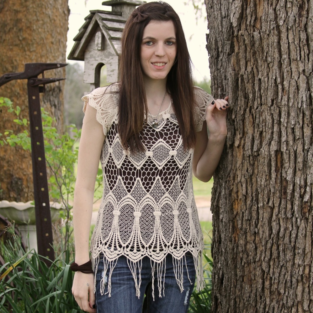 Cream crochet top